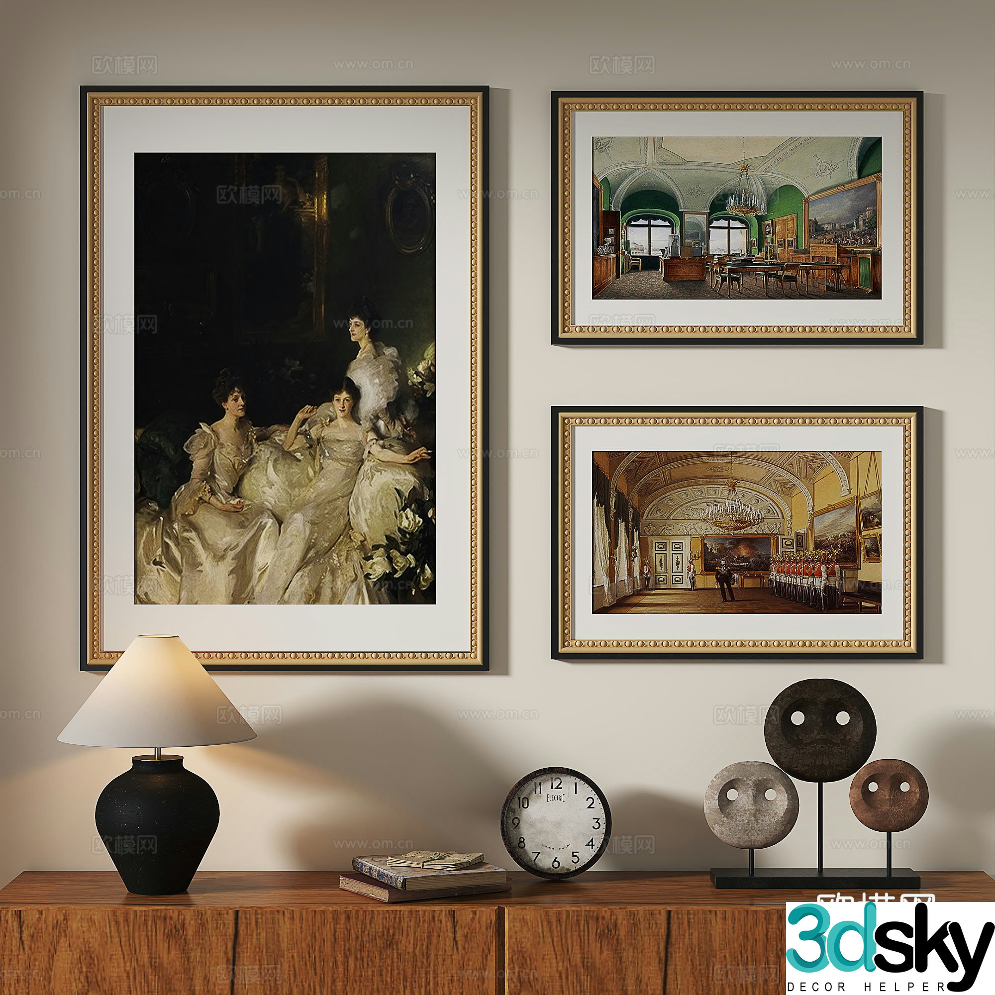 French retro European classical medieval decorative painting 3d model