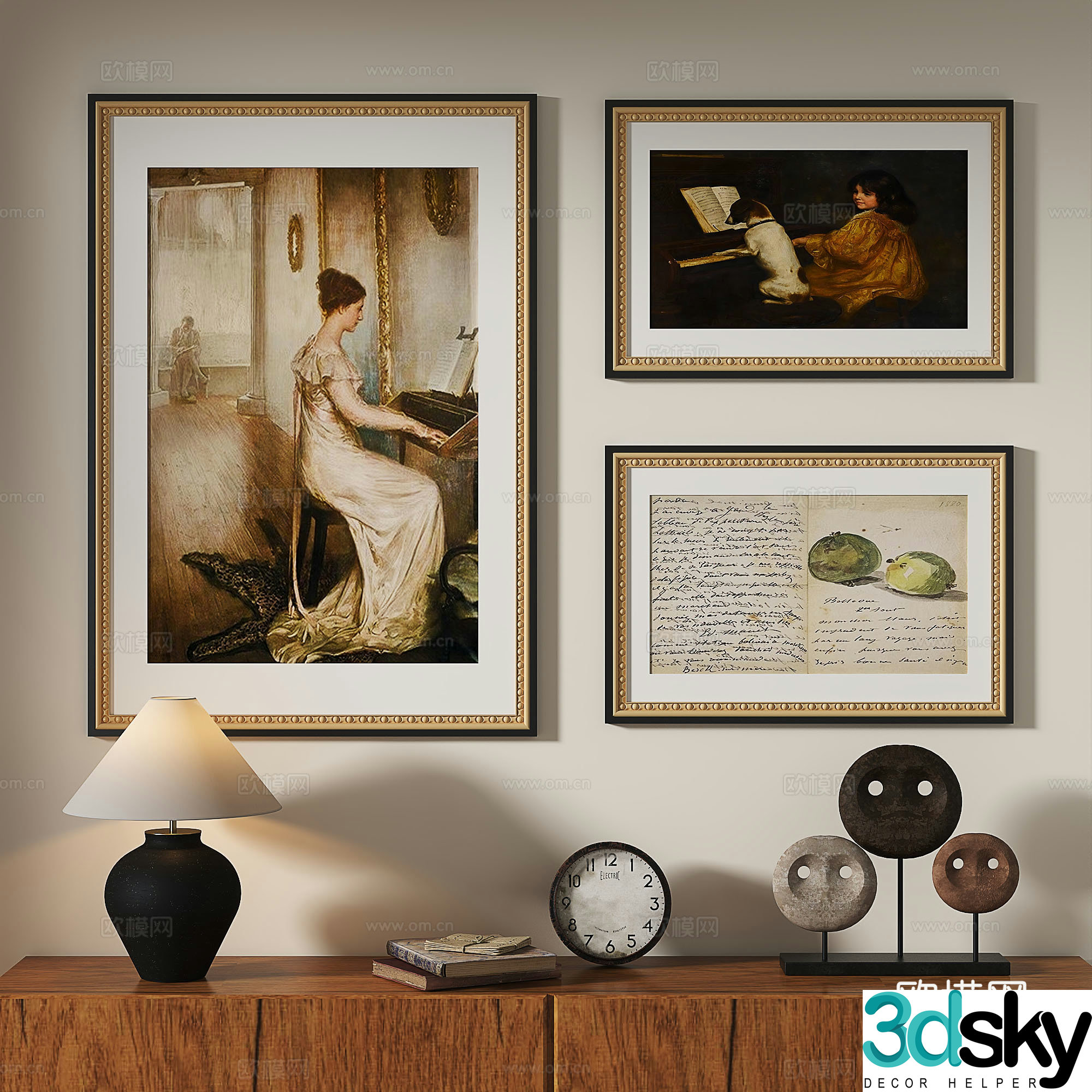 French retro European classical medieval decorative painting 3d model