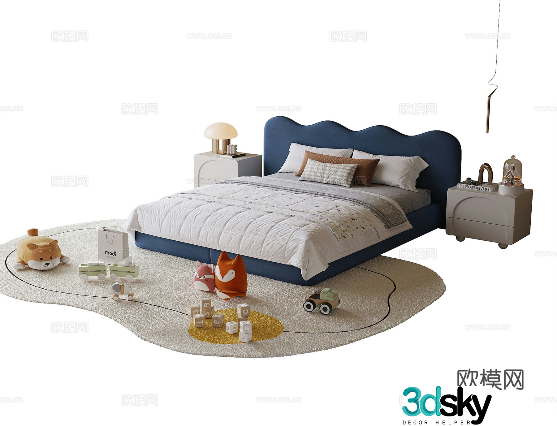 Modern children’s bedside table 3d model