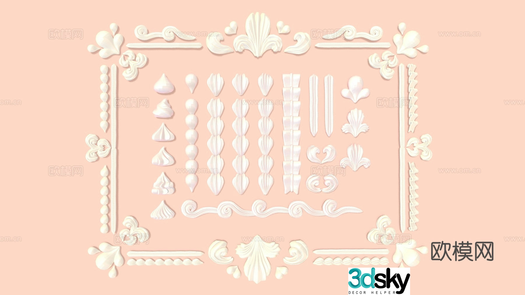 Food and drink Cream styling Cream lace Cake decoration Cute decoration Food 3d model