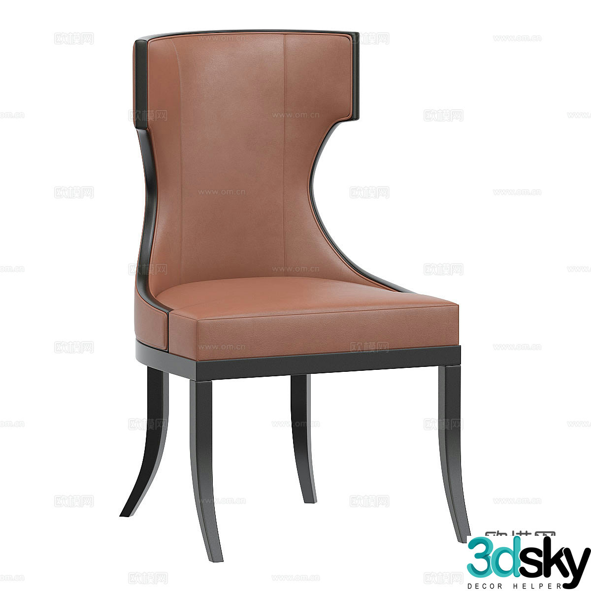New Chinese leather dining chair 3D model