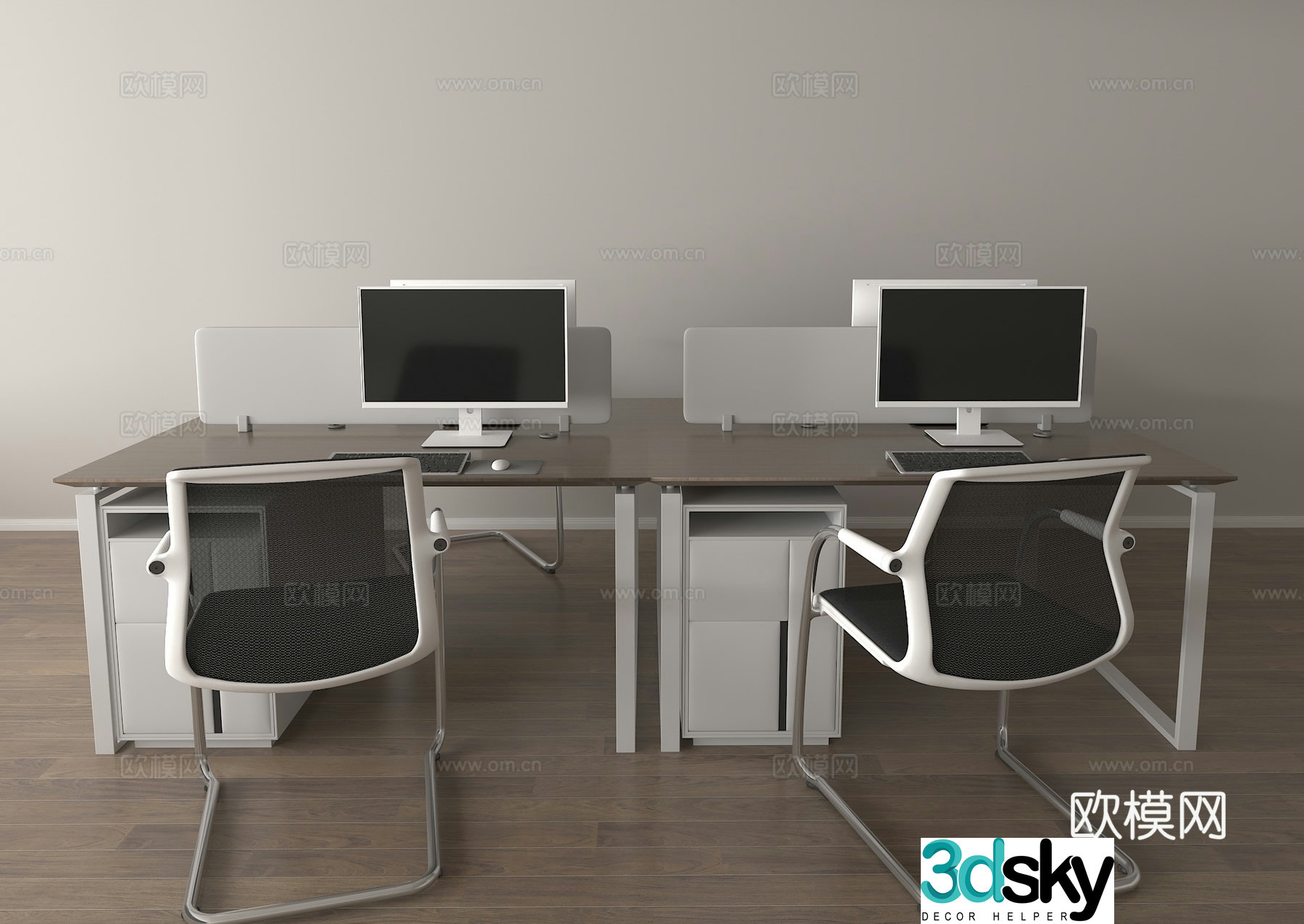 Office Desk Workstation Post Position 3D Model