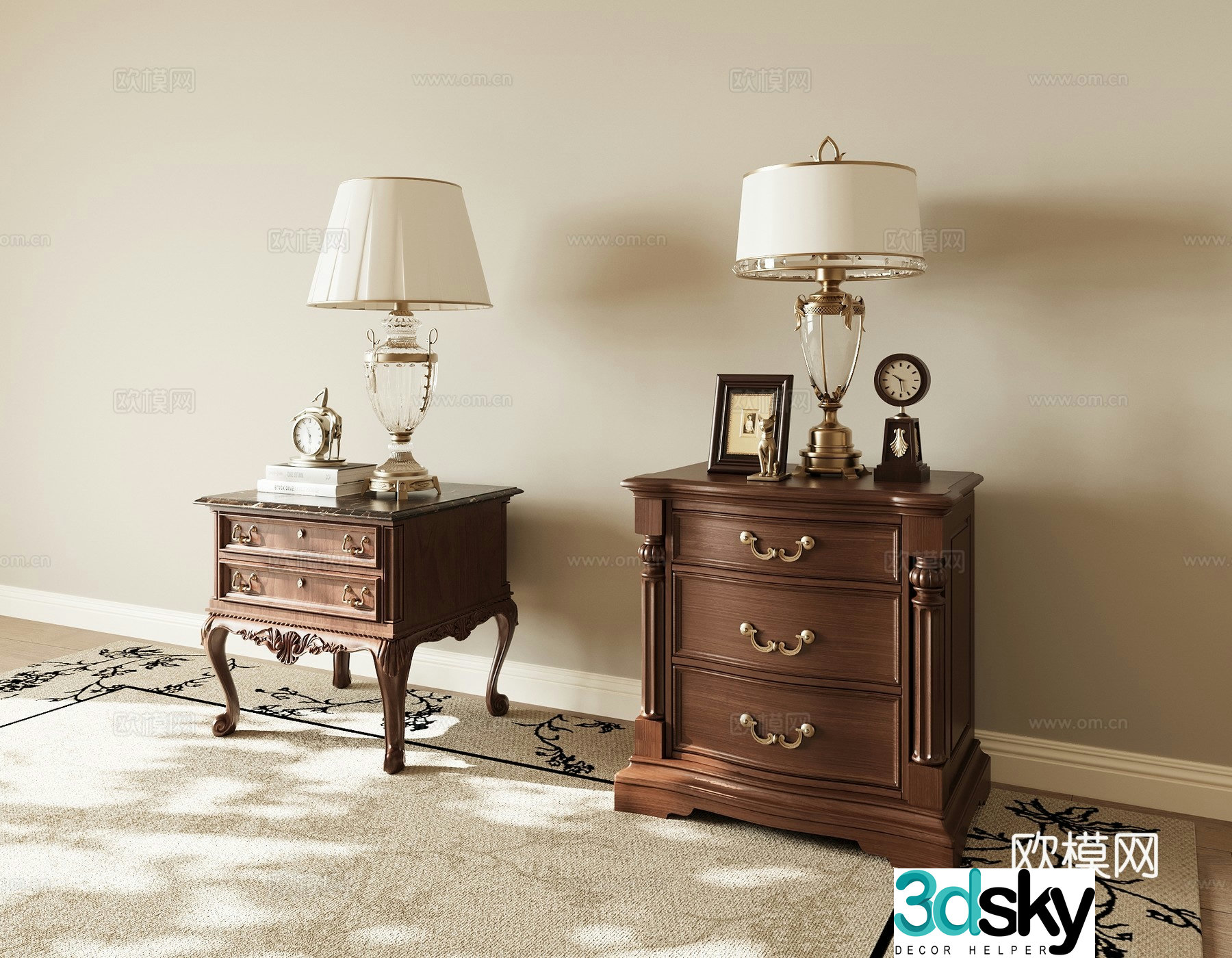 American retro bedside table 3d model