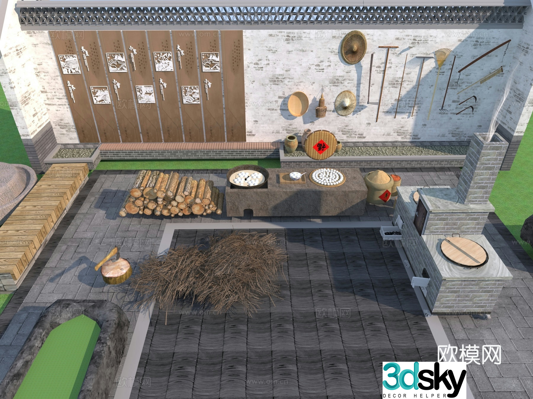 Modern country sketch 3d model