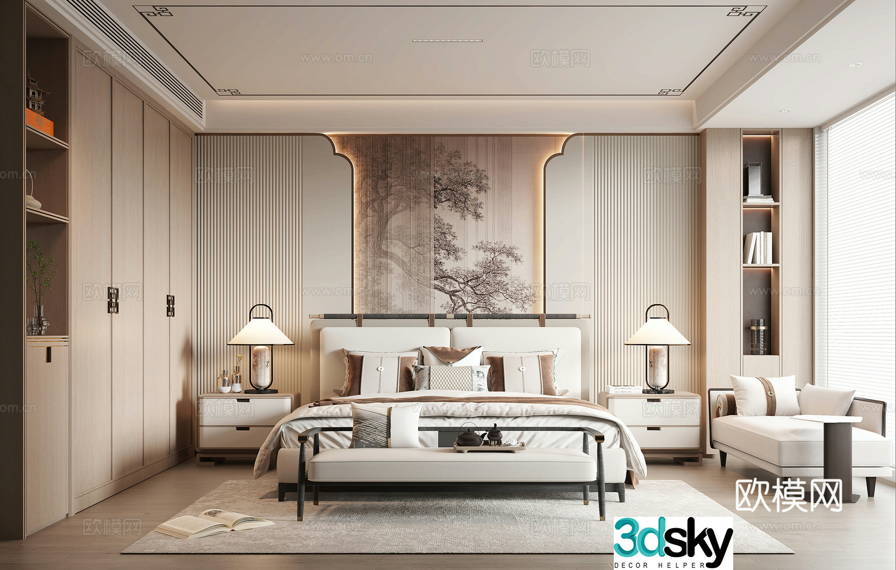 New Chinese bedroom 3D model