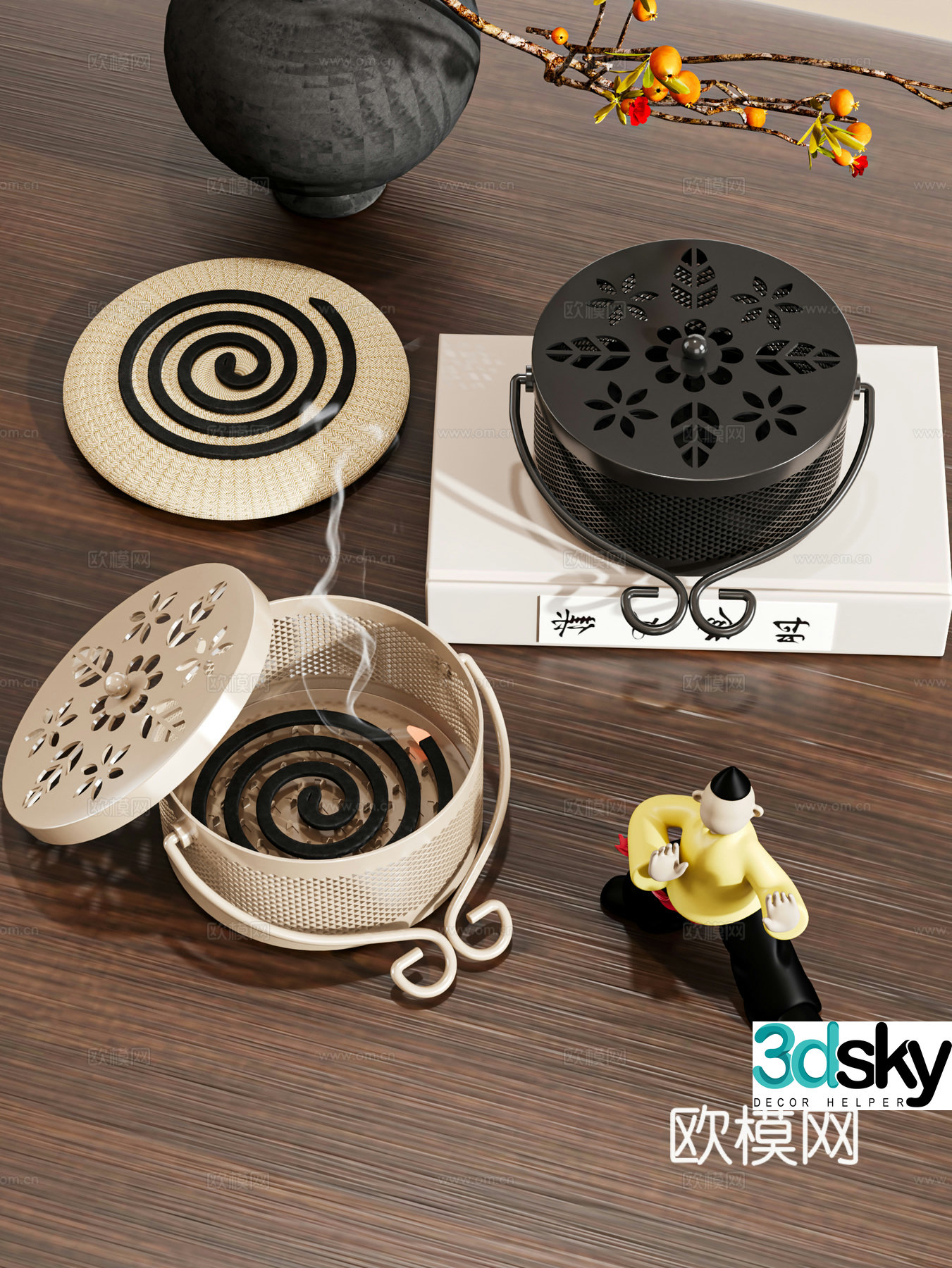 Modern Mosquito coil Mosquito coil box Ornament 3D model