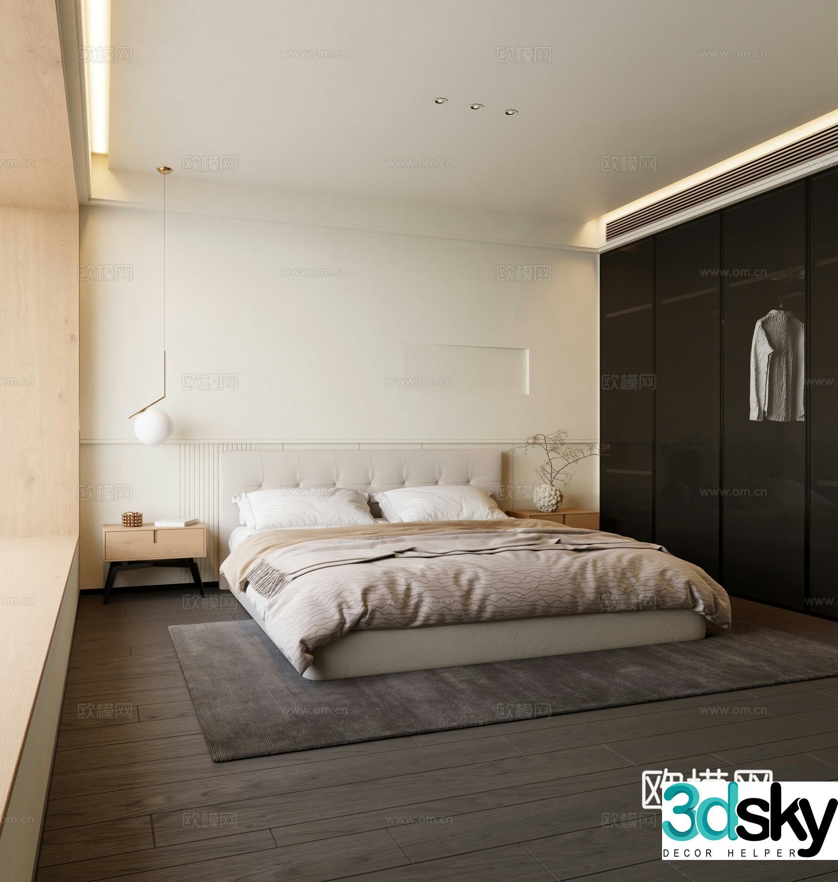 Cream log home bedroom master light master bedroom senior gray bedroom master room 3d model