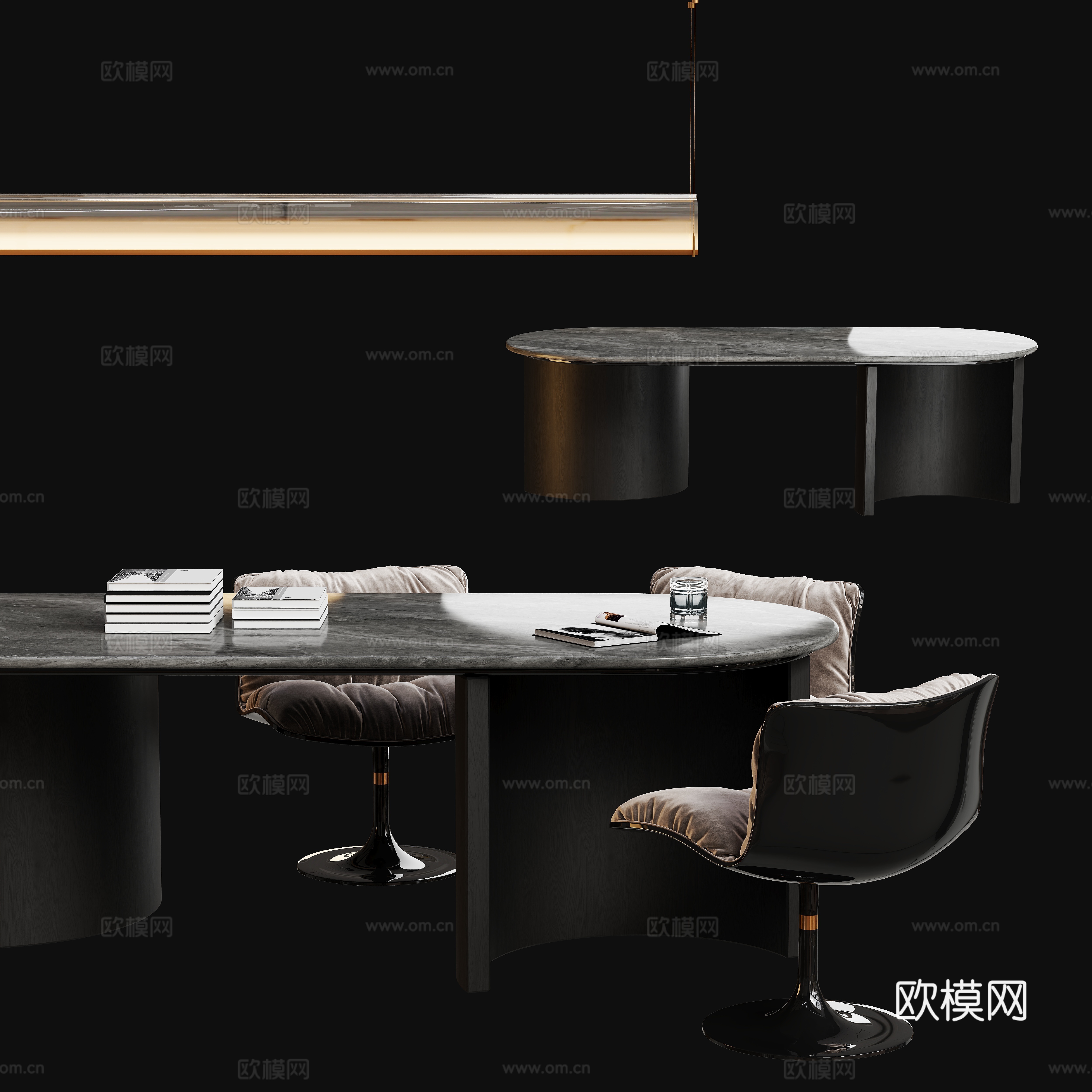 Modern Italian dining table and chair combination 3D model