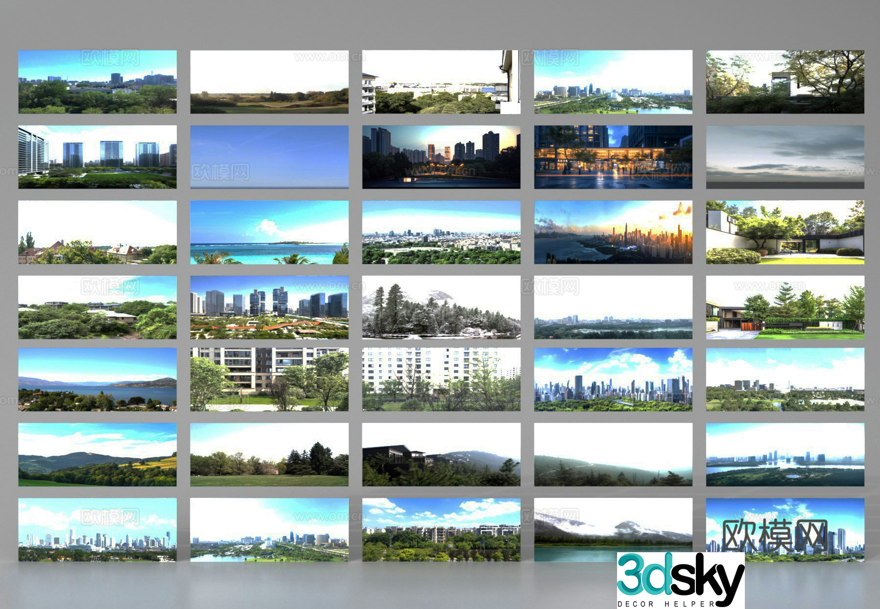 Outdoor landscape Surround background City exterior garden background Seaside exterior 3d model
