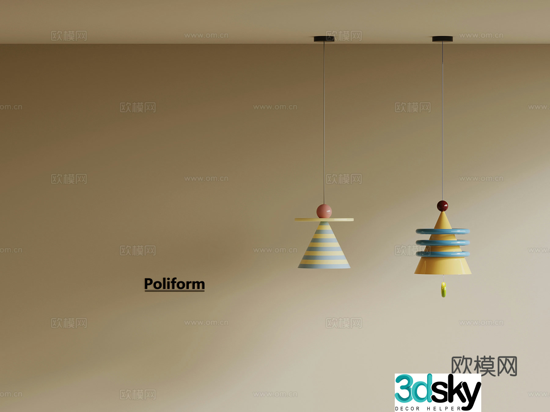 Modern small dopamine chandelier fishing line chandelier 3d model