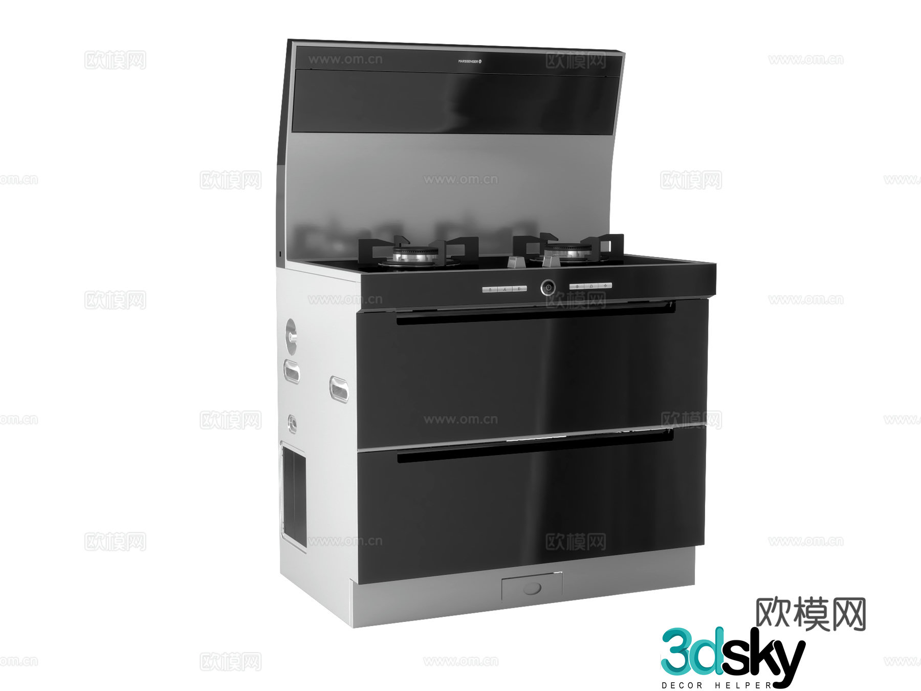 Modern integrated stove 3D model
