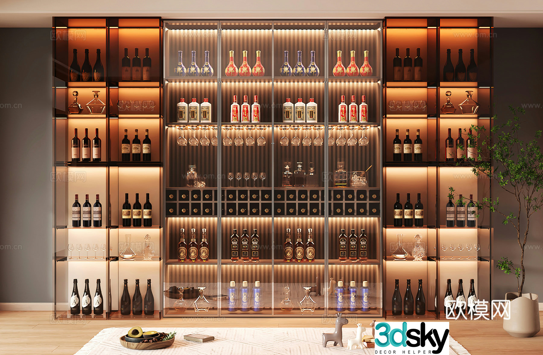 Wine cabinet design Wine cabinet red wine cabinet bar wine cabinet partition wine cabinet 3D model