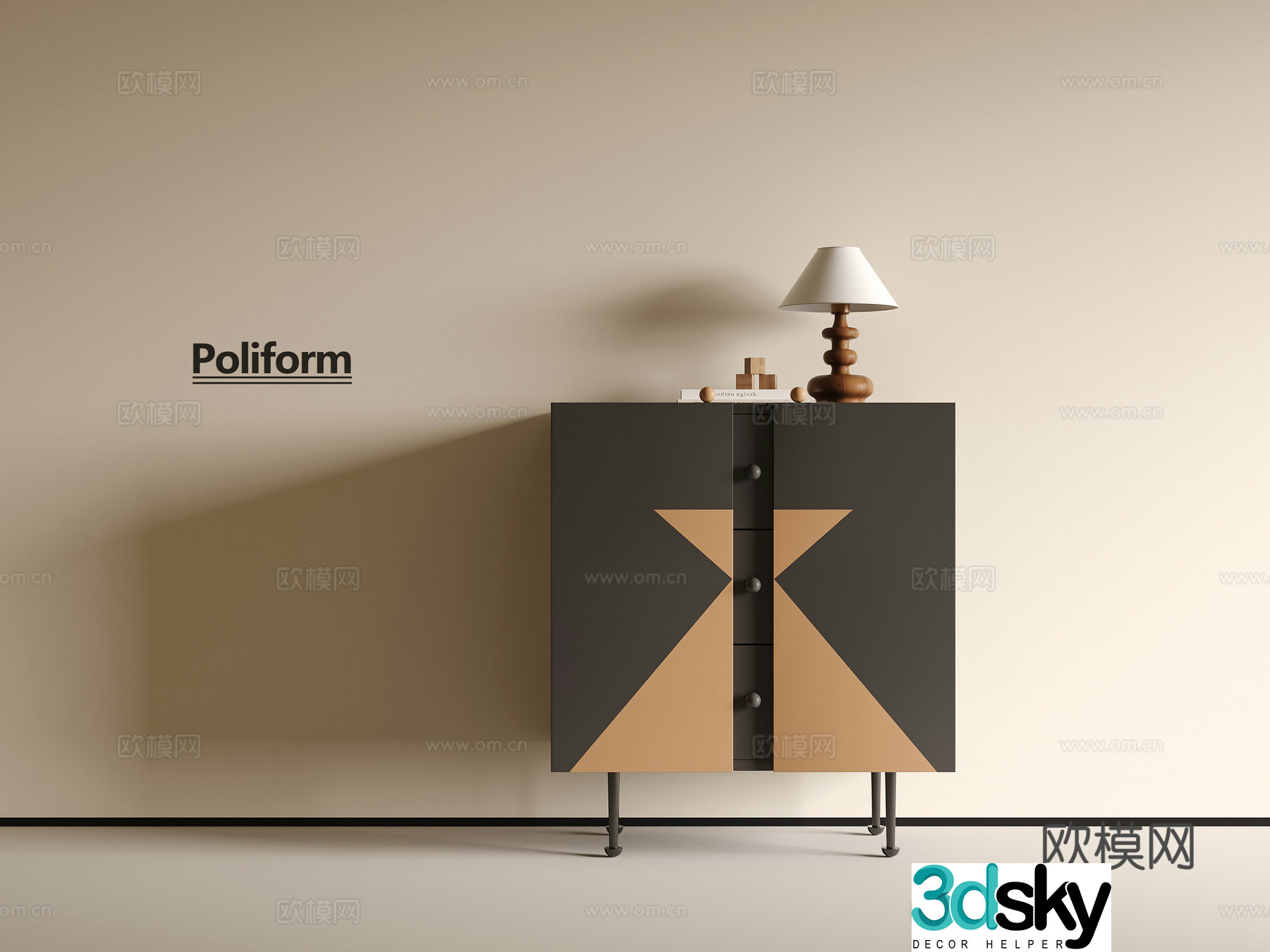 Modern medieval entrance cabinet 3D model