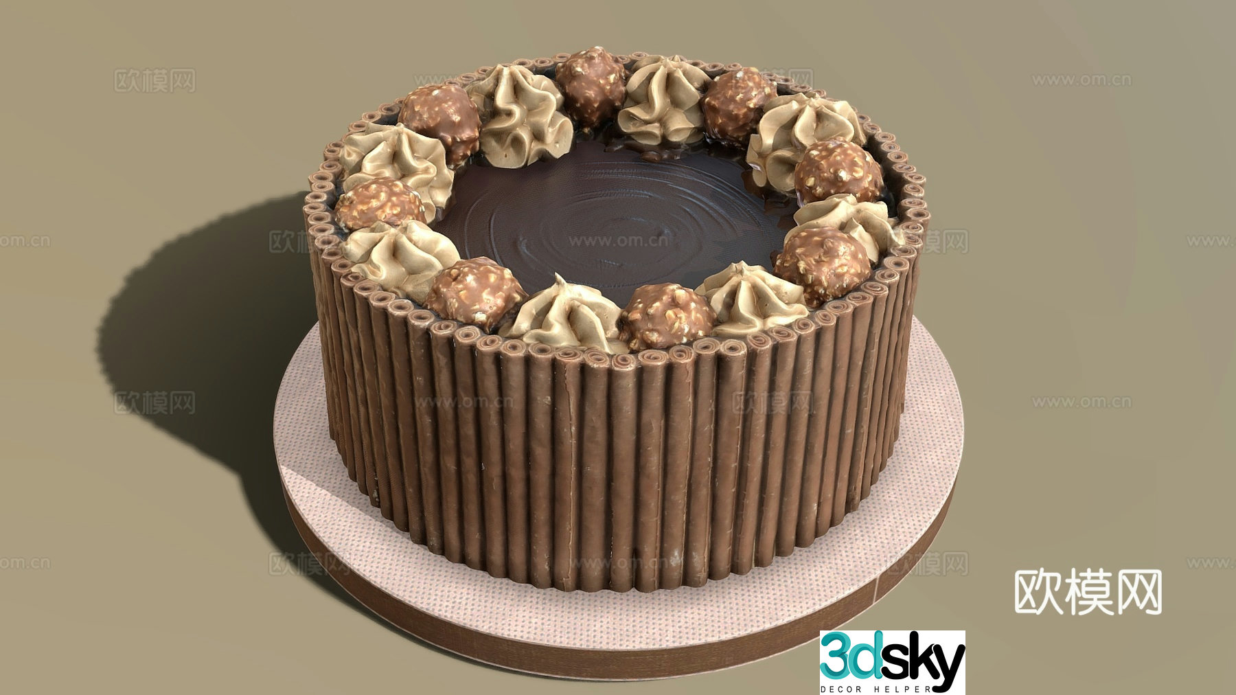Food and drink Cream cake Chocolate cake Double layer cake Birthday cake 3d model