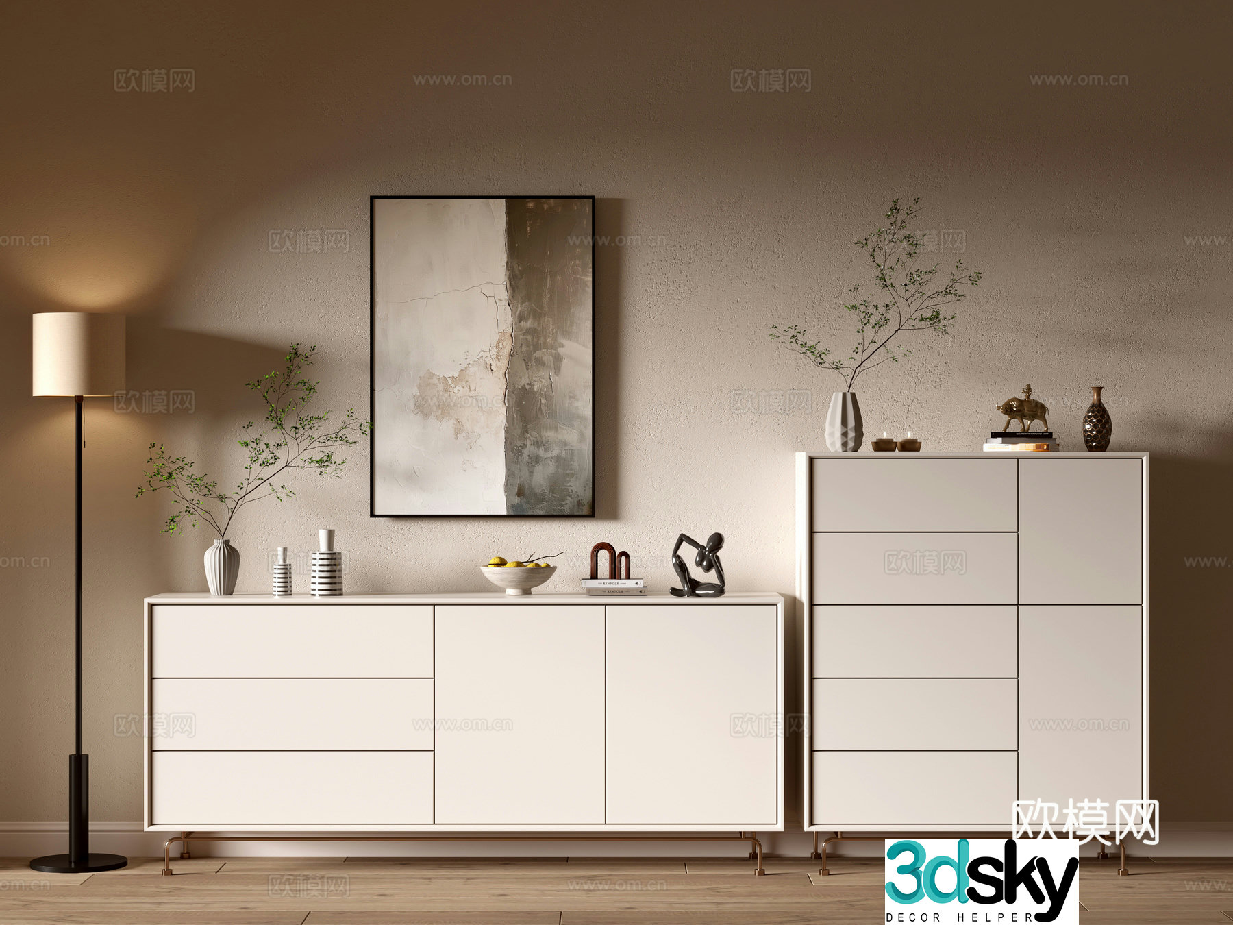 Modern cream wind cabinet whole cabinet sideboard balcony cabinet storage cabinet entrance entrance cabinet 3D model