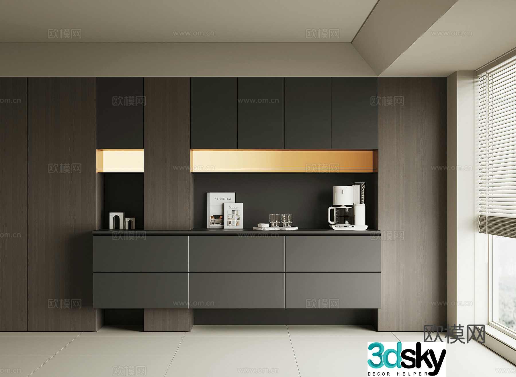 Modern wine cabinet sideboard 3D model