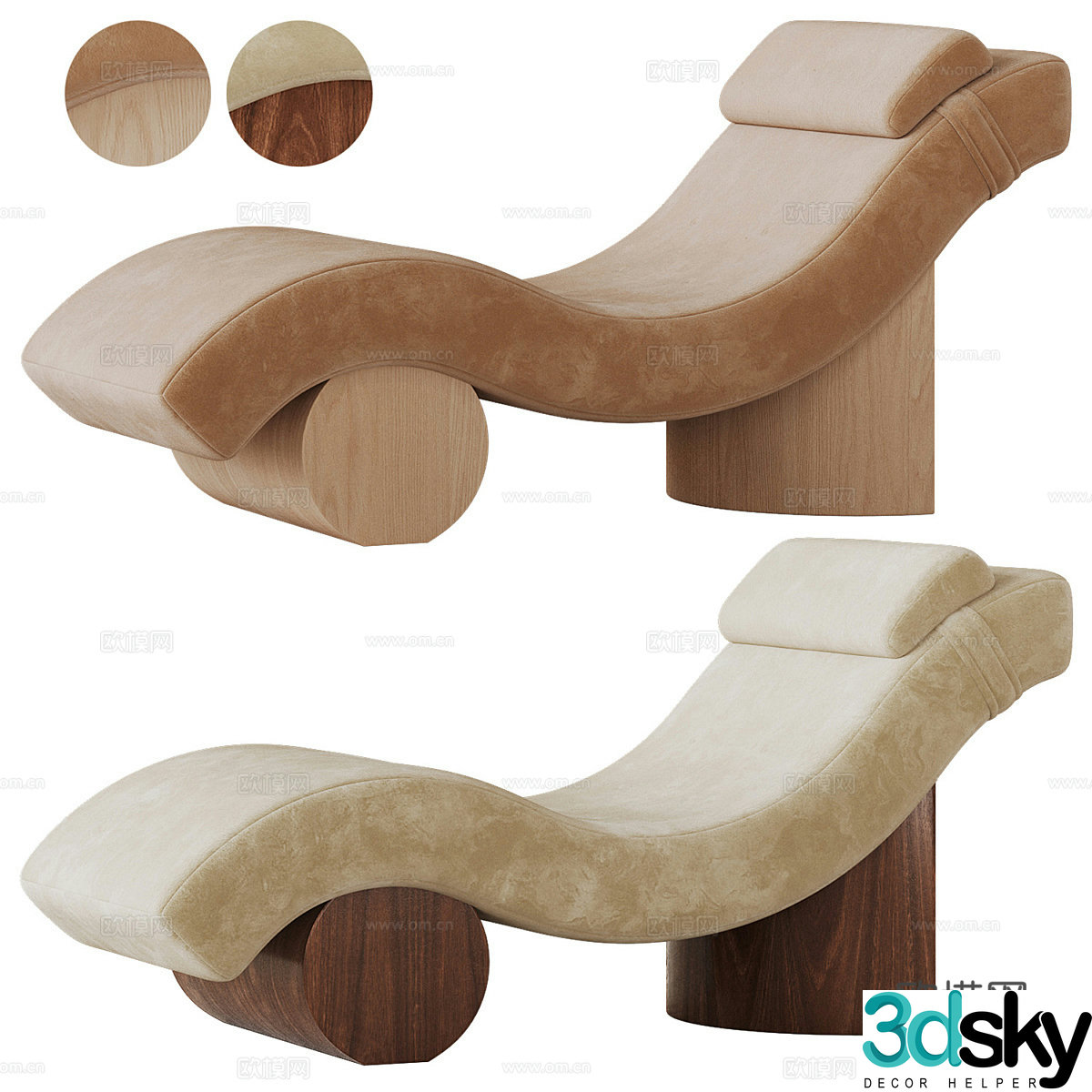 Modern cream style fabric lounge chair 3d model
