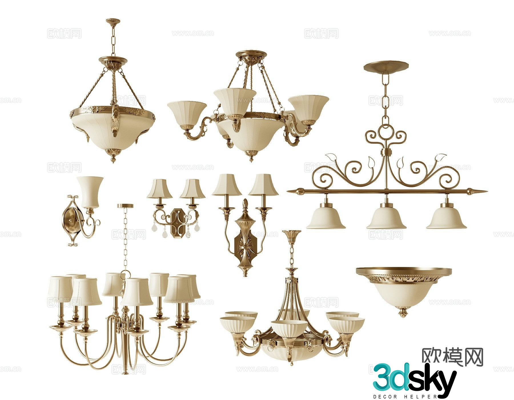 American retro chandelier 3d model