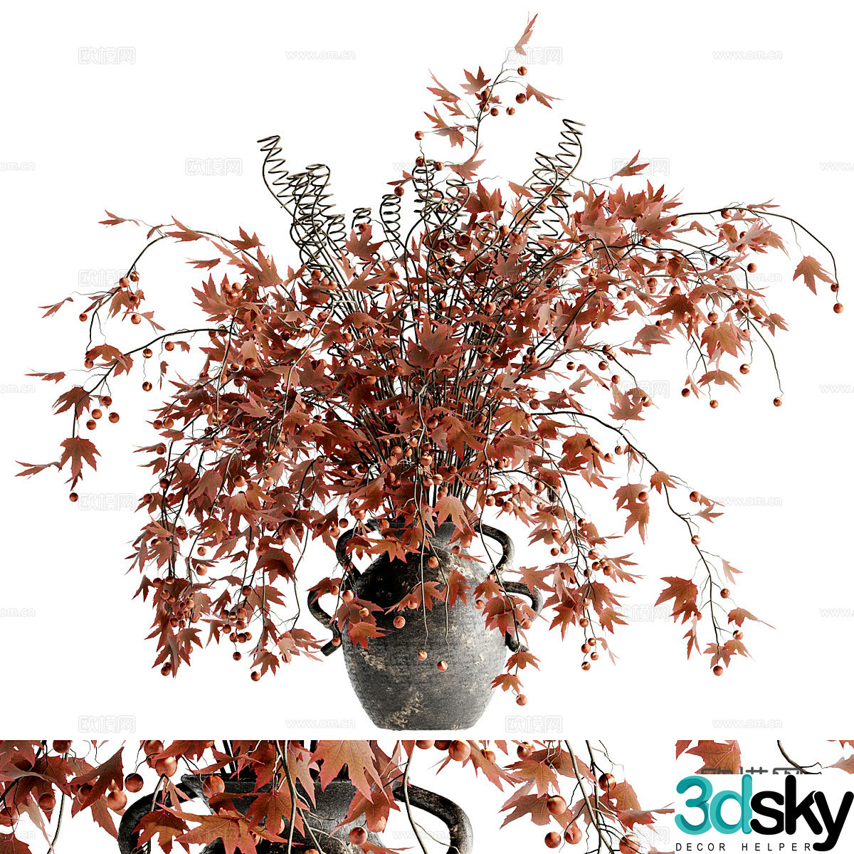 New Chinese style waive vase flower art 3D model