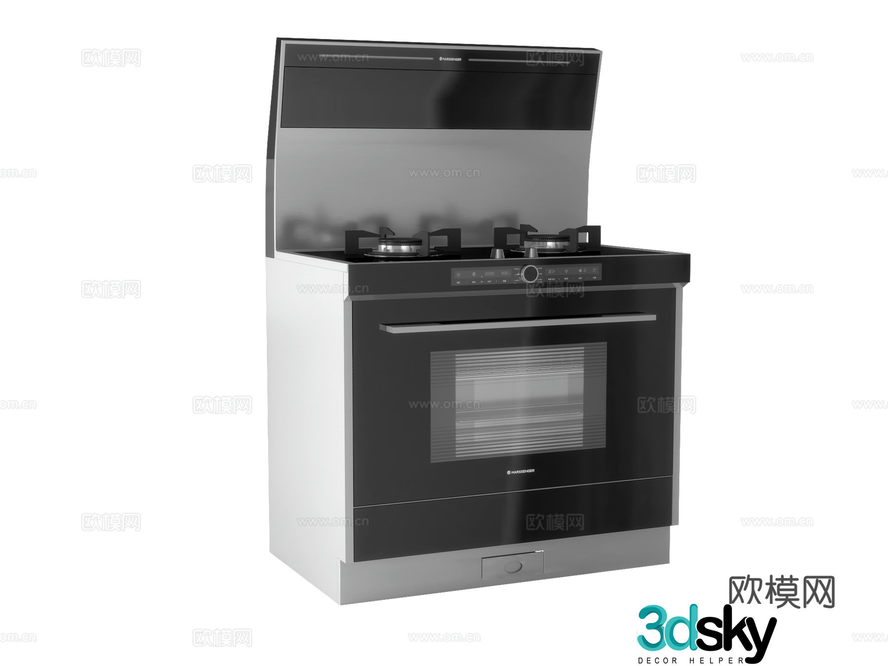 Modern integrated stove 3D model