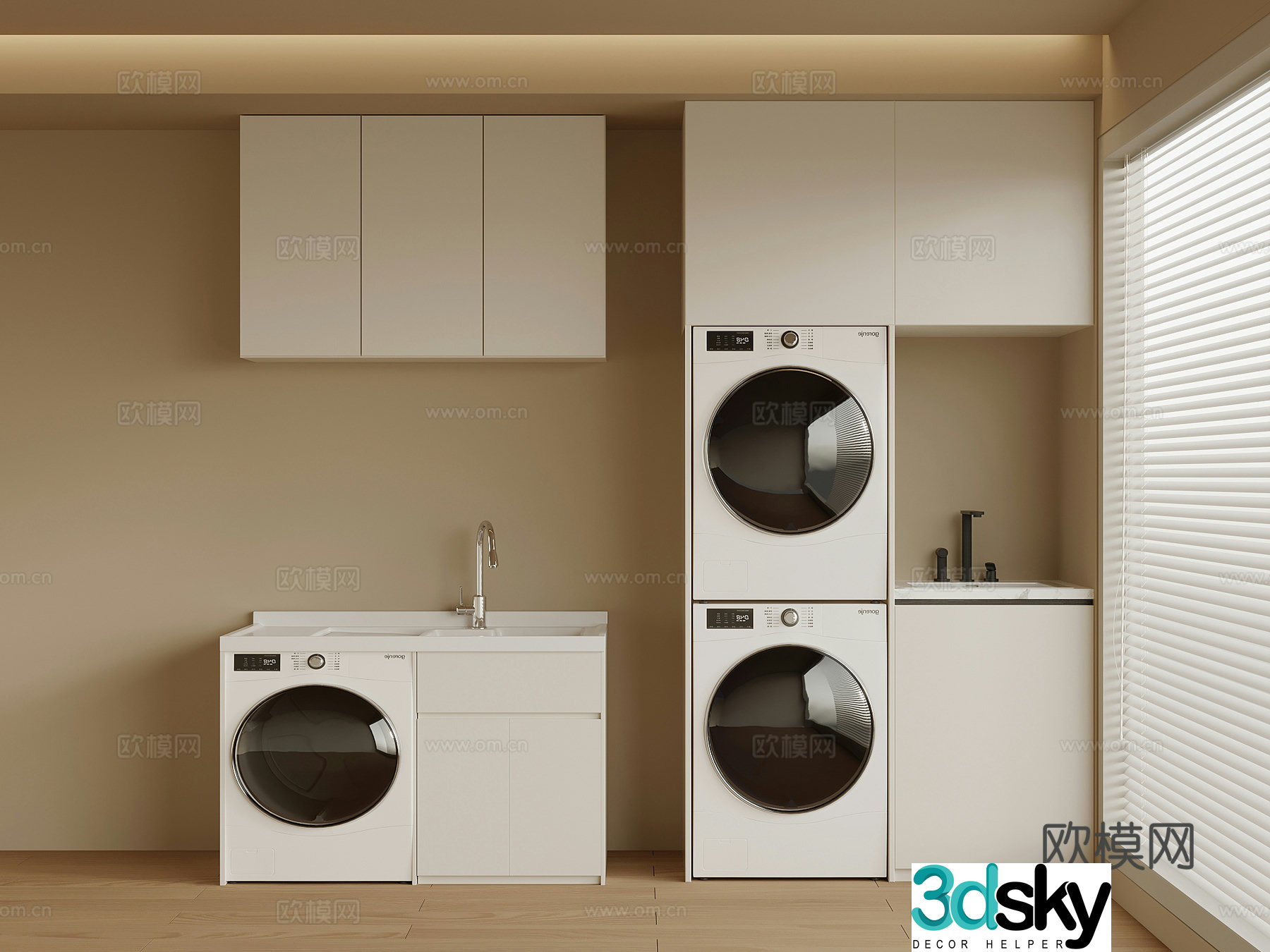 Modern balcony cabinet washing machine cabinet 3d model