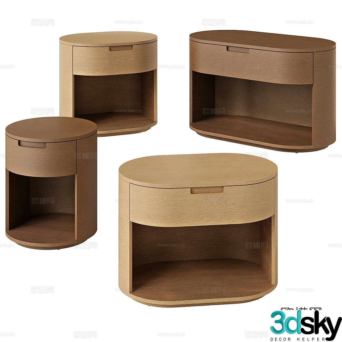 New Chinese style medieval solid wood bedside table 3D model