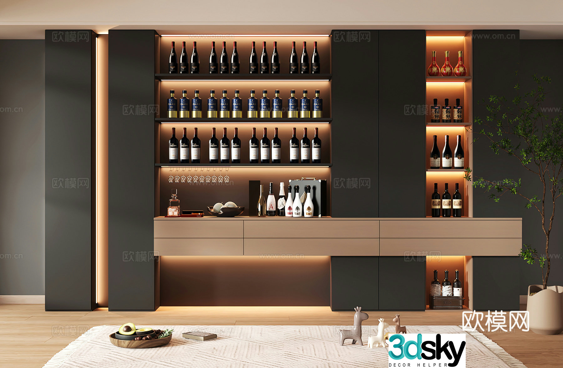 Wine cabinet design Wine cabinet red wine cabinet bar wine cabinet partition wine cabinet 3D model