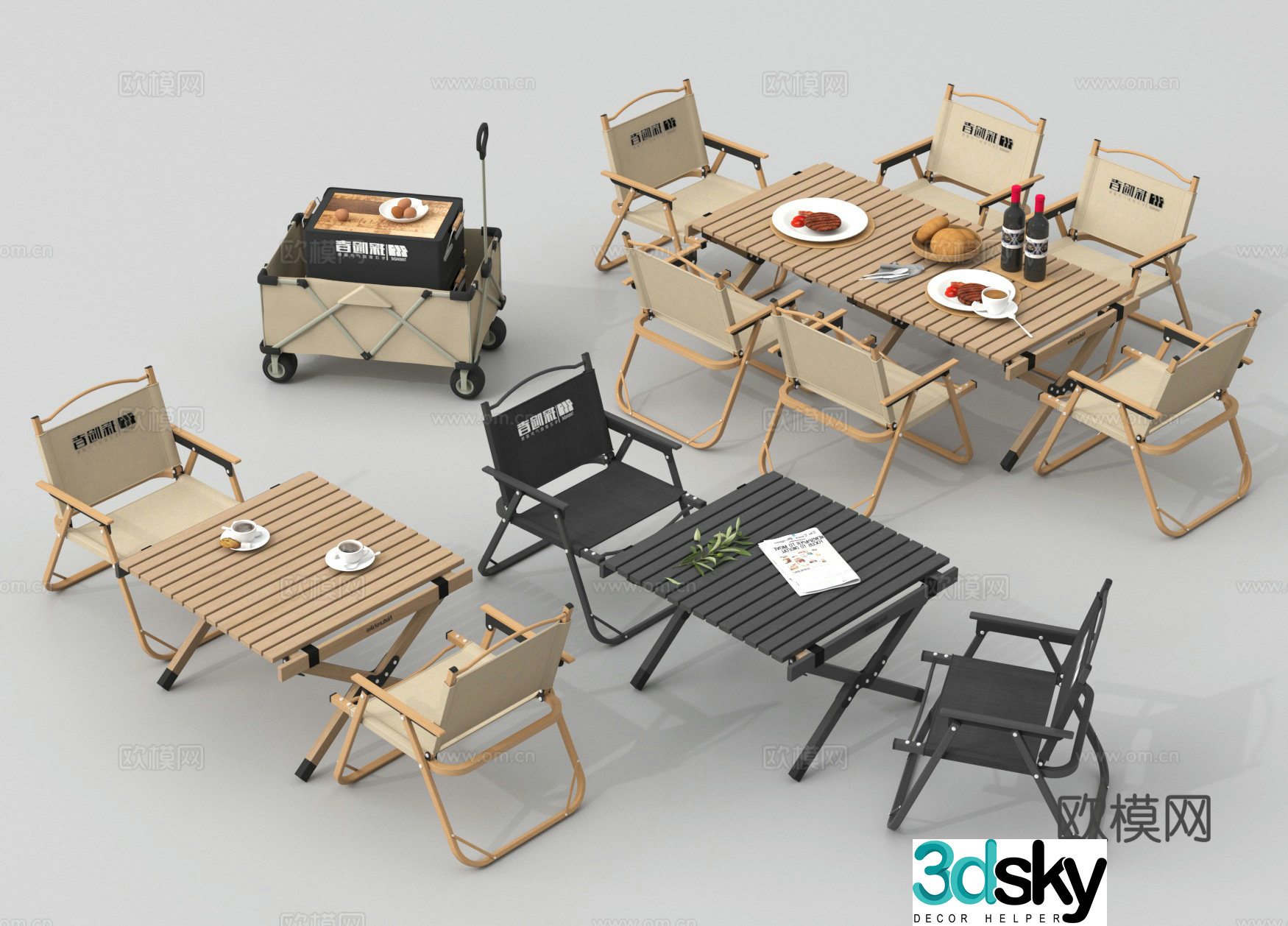 Leisure table and chairs outdoor table and chairs camping table and chairs camper van 3d model