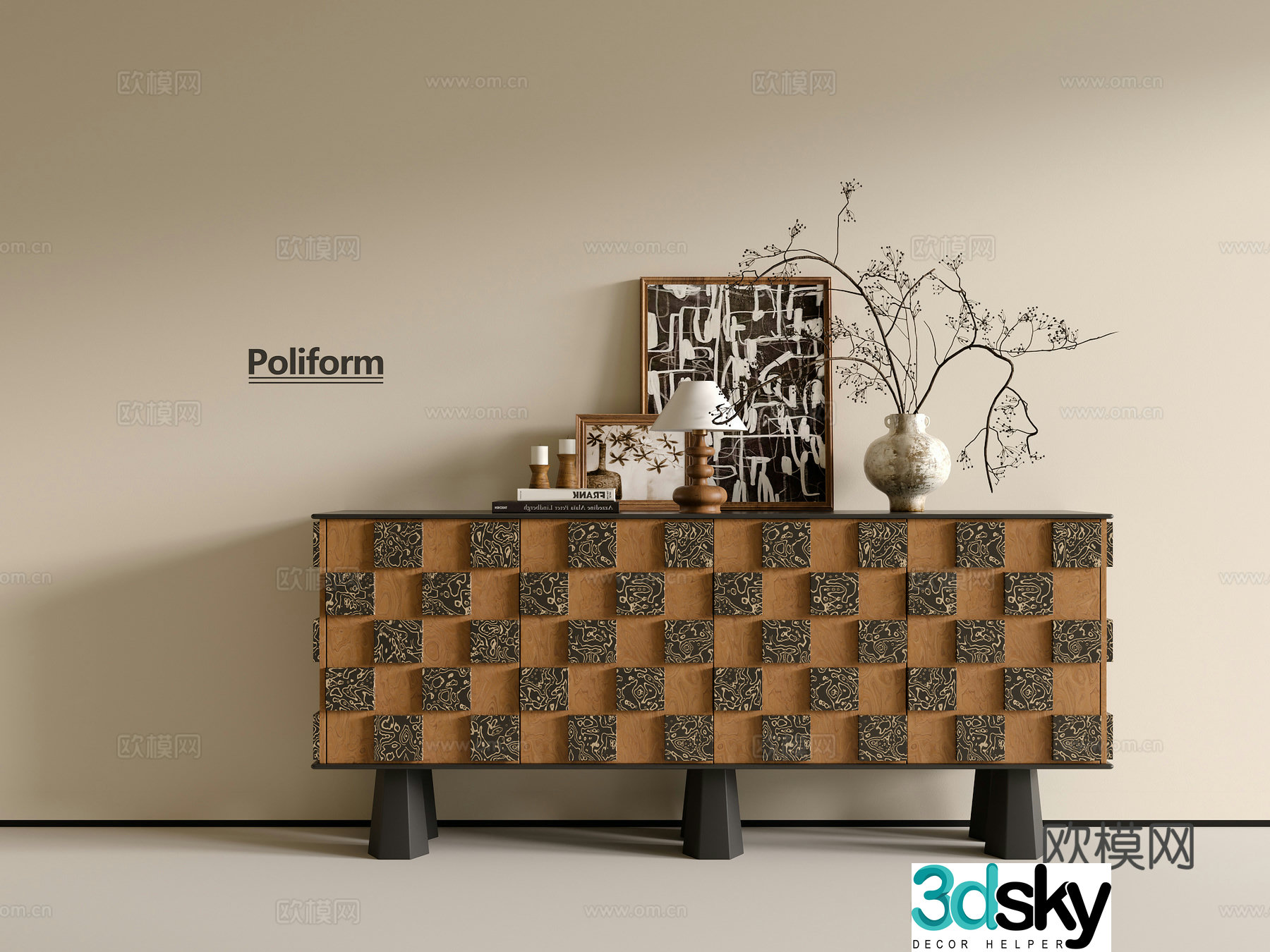 Modern medieval entrance cabinet 3D model