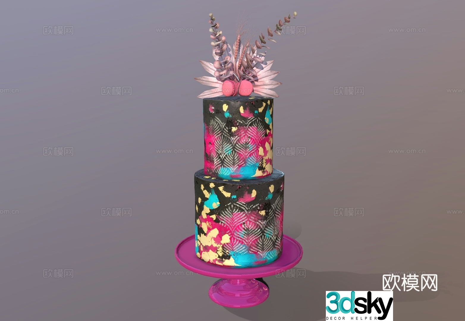 Food and drink Cream cake Chocolate cake Double layer cake Birthday cake 3d model