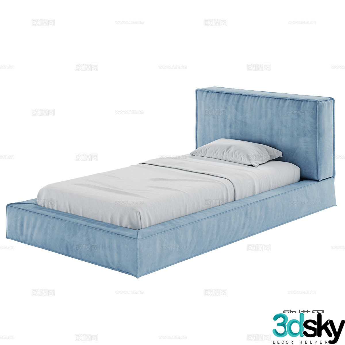 Modern simple single bed Single bed Simple bed Bedroom bed Pillow 3D model
