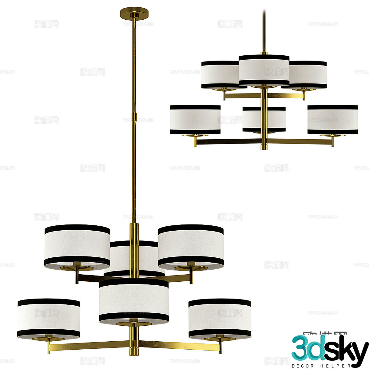 New Chinese style light luxury decorative chandelier 3D model
