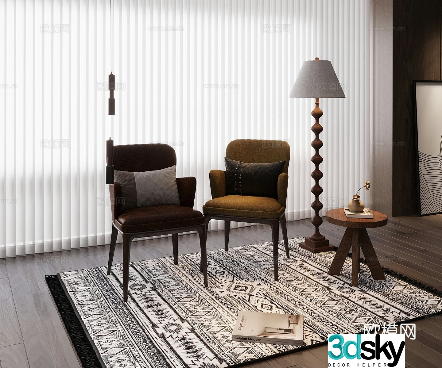 American single chair 3d model
