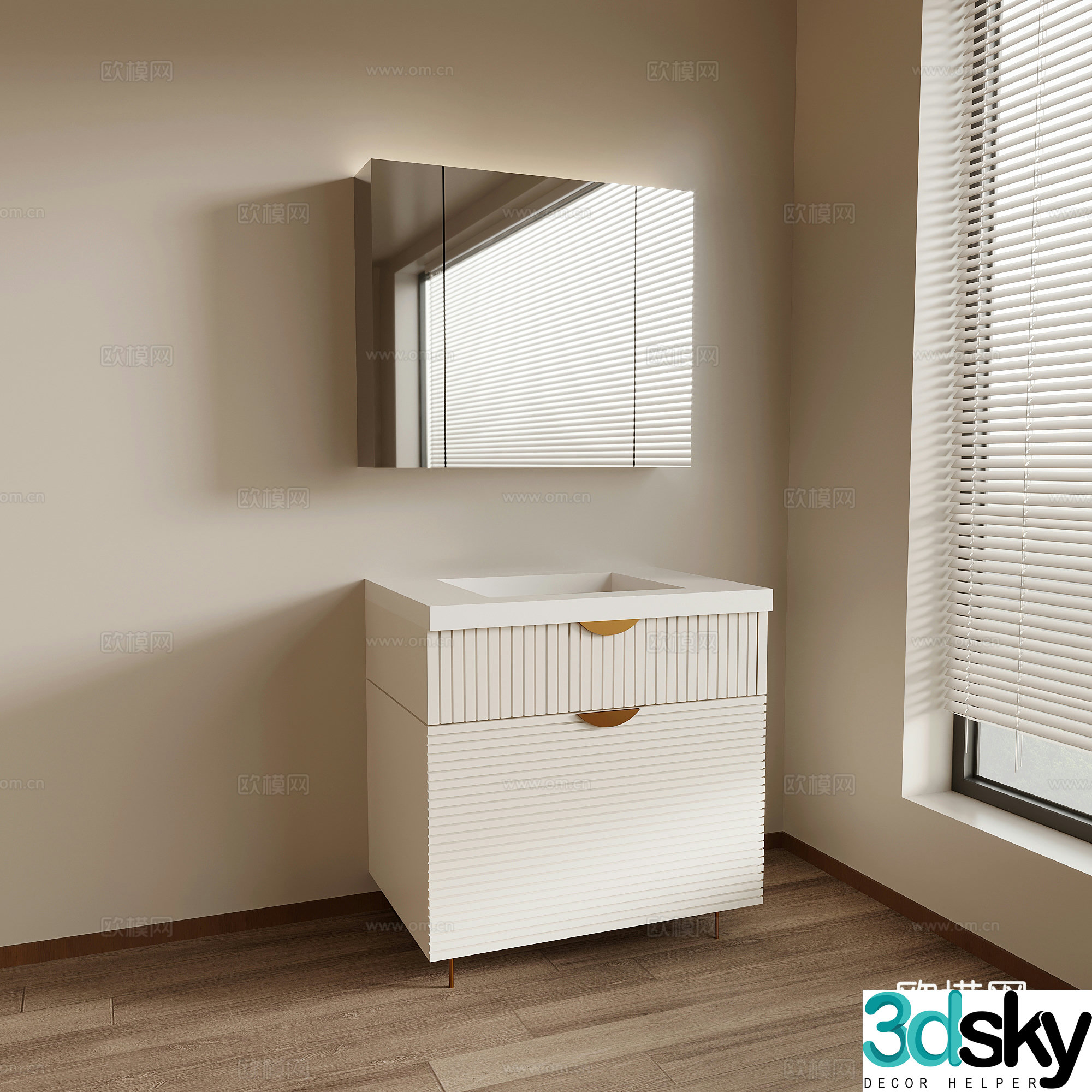 Modern minimalist bathroom cabinet floor-standing bathroom cabinet 3d model