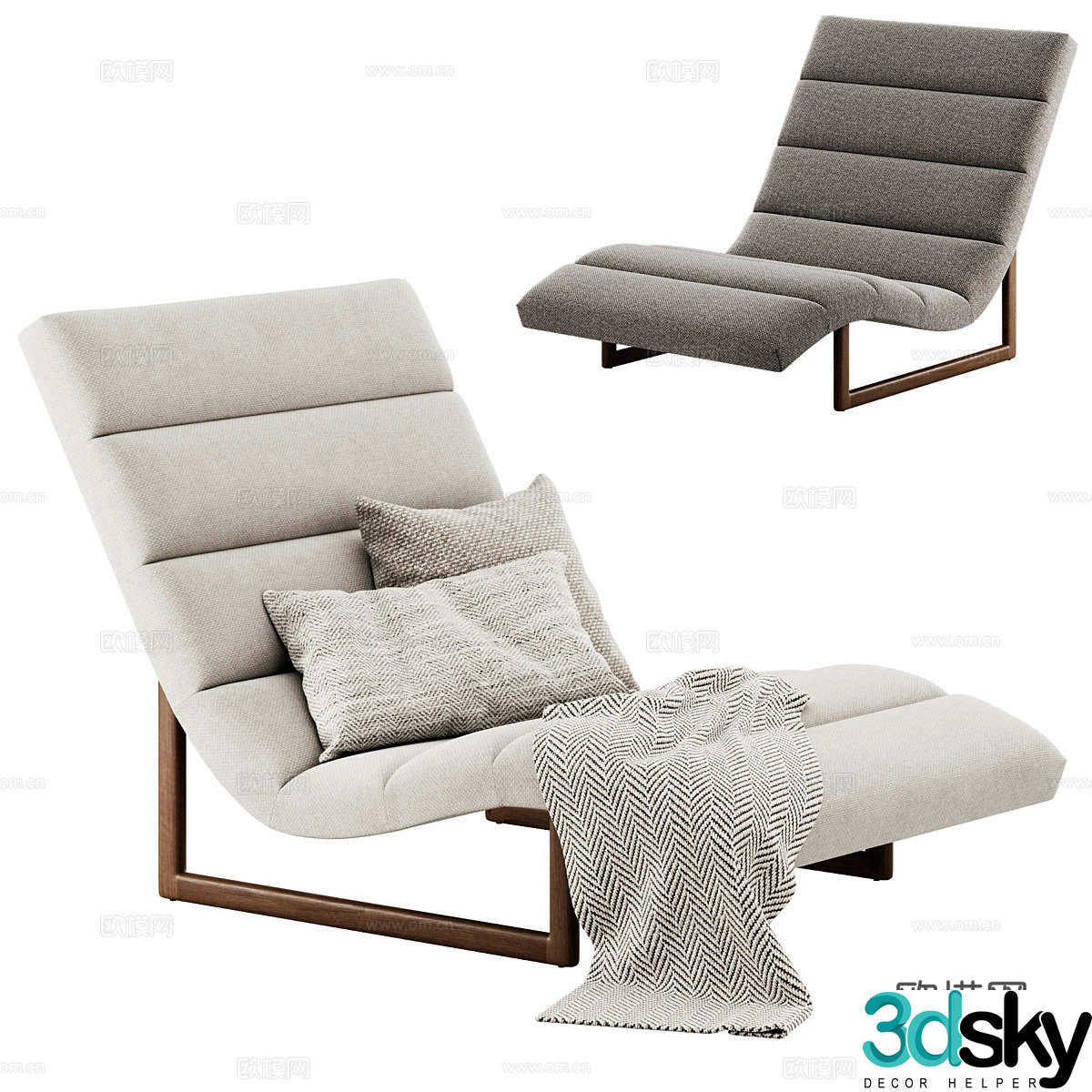 New Chinese style fabric lounge chair 3D model