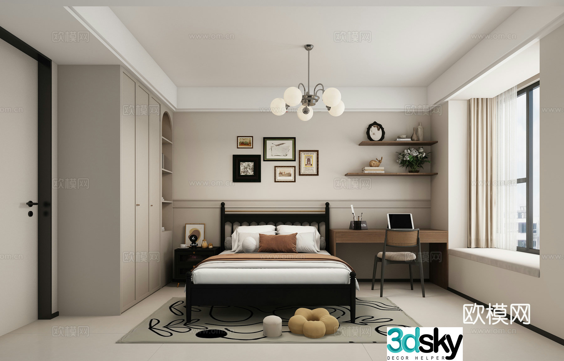 Modern medieval style children’s room 3D model