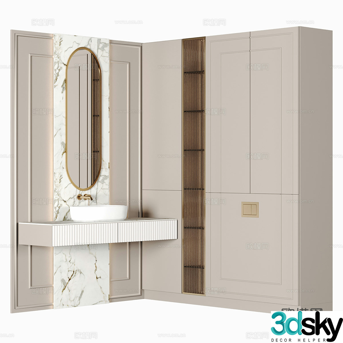 Modern light luxury bathroom cabinet 3D model