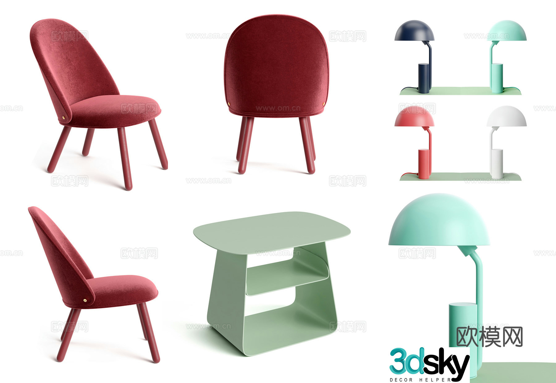 Modern casual chair fabric single chair 3d model
