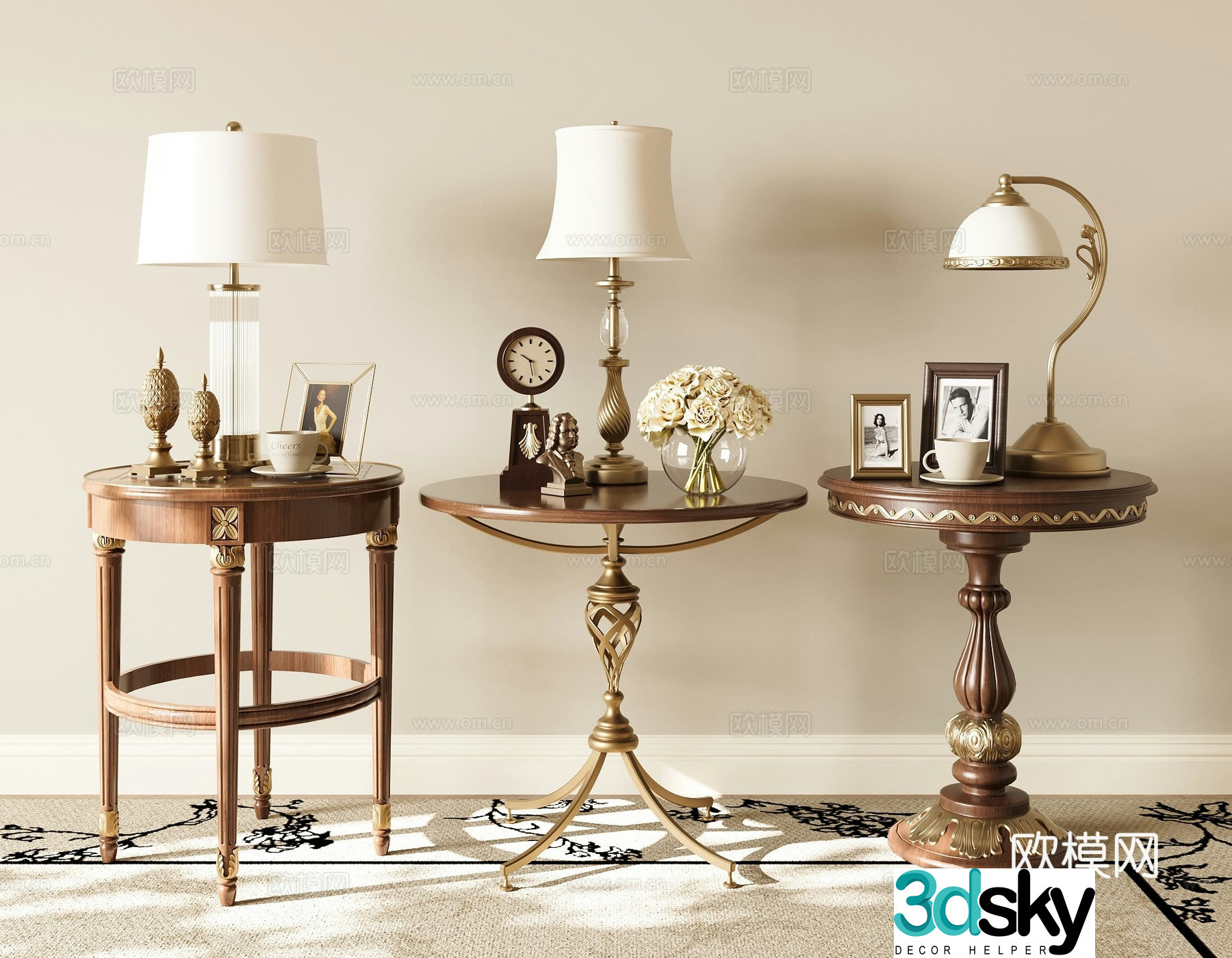 American retro side table 3D model