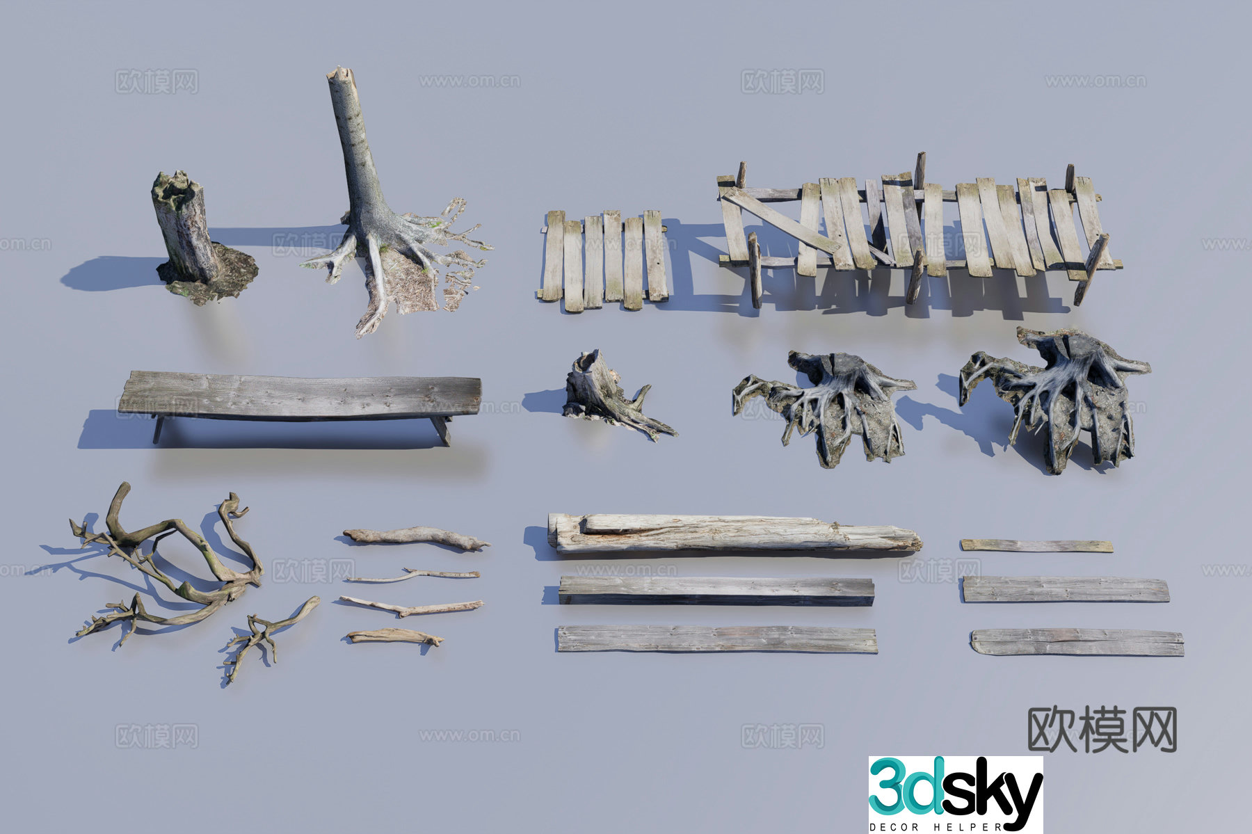Wood dead stump 3d model