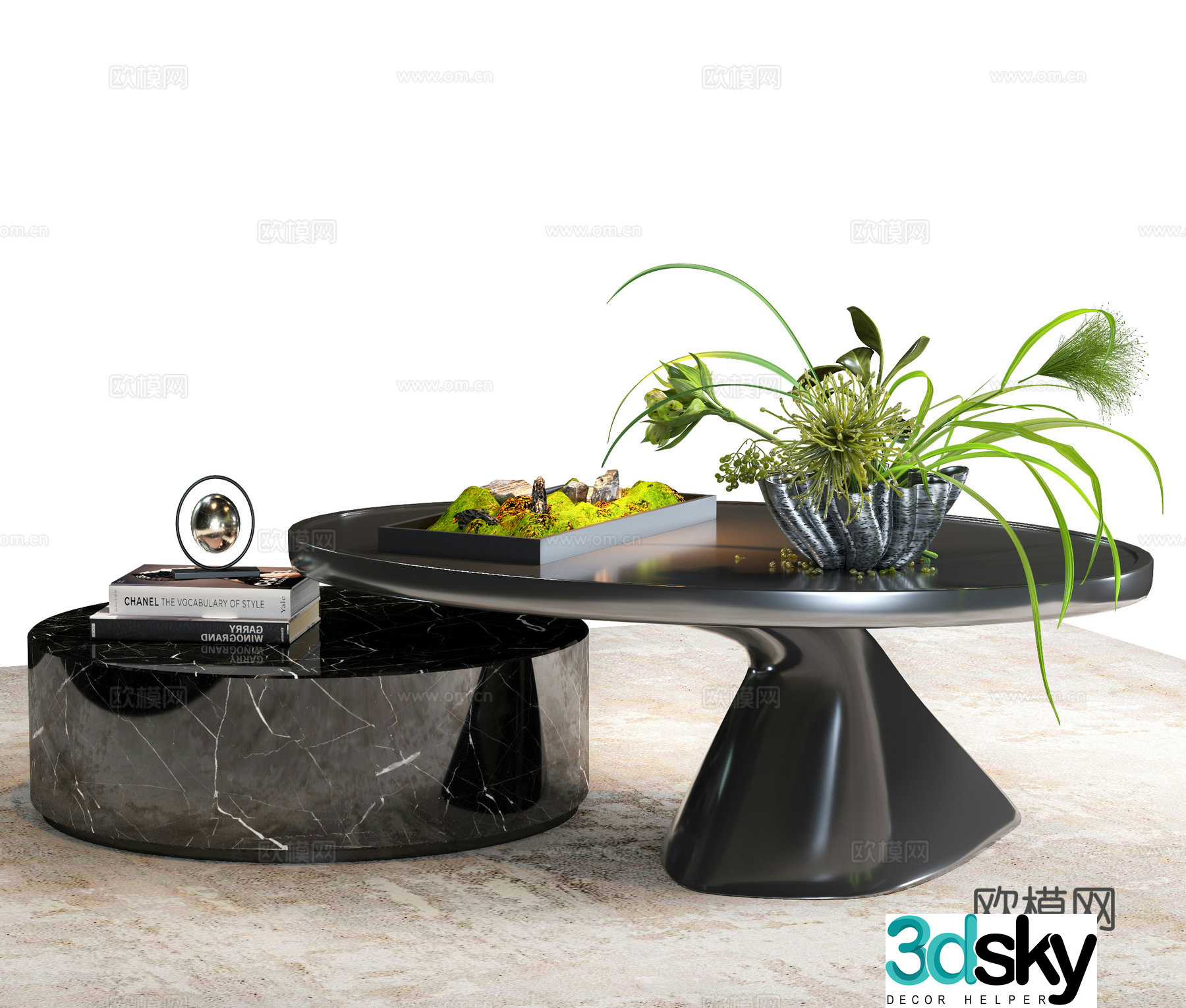 Modern coffee table Italian coffee table Coffee table Marble coffee table Metal coffee table Mother and child coffee table Green 3D model