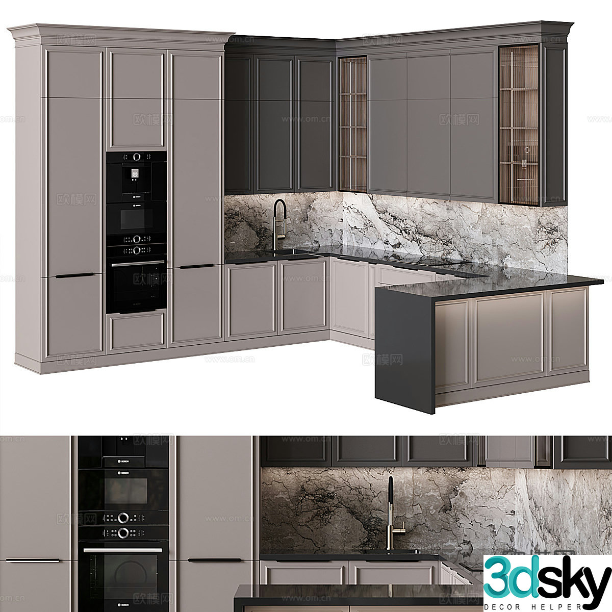 Modern Italian light luxury cabinet 3D model