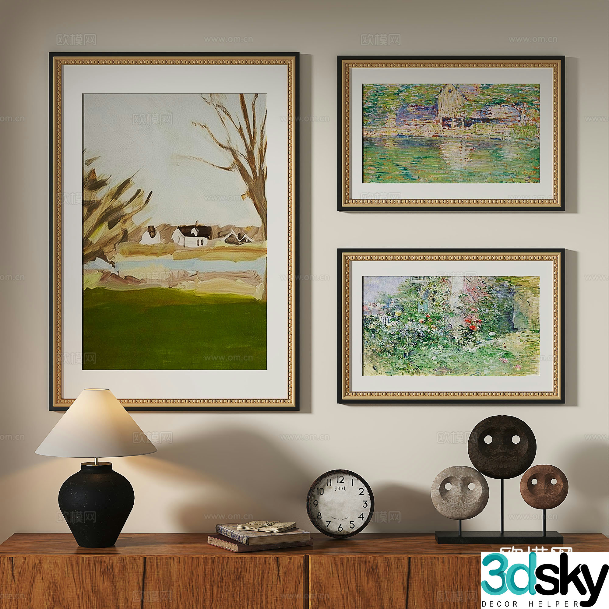 French retro modern European classical medieval abstract decorative painting 3d model