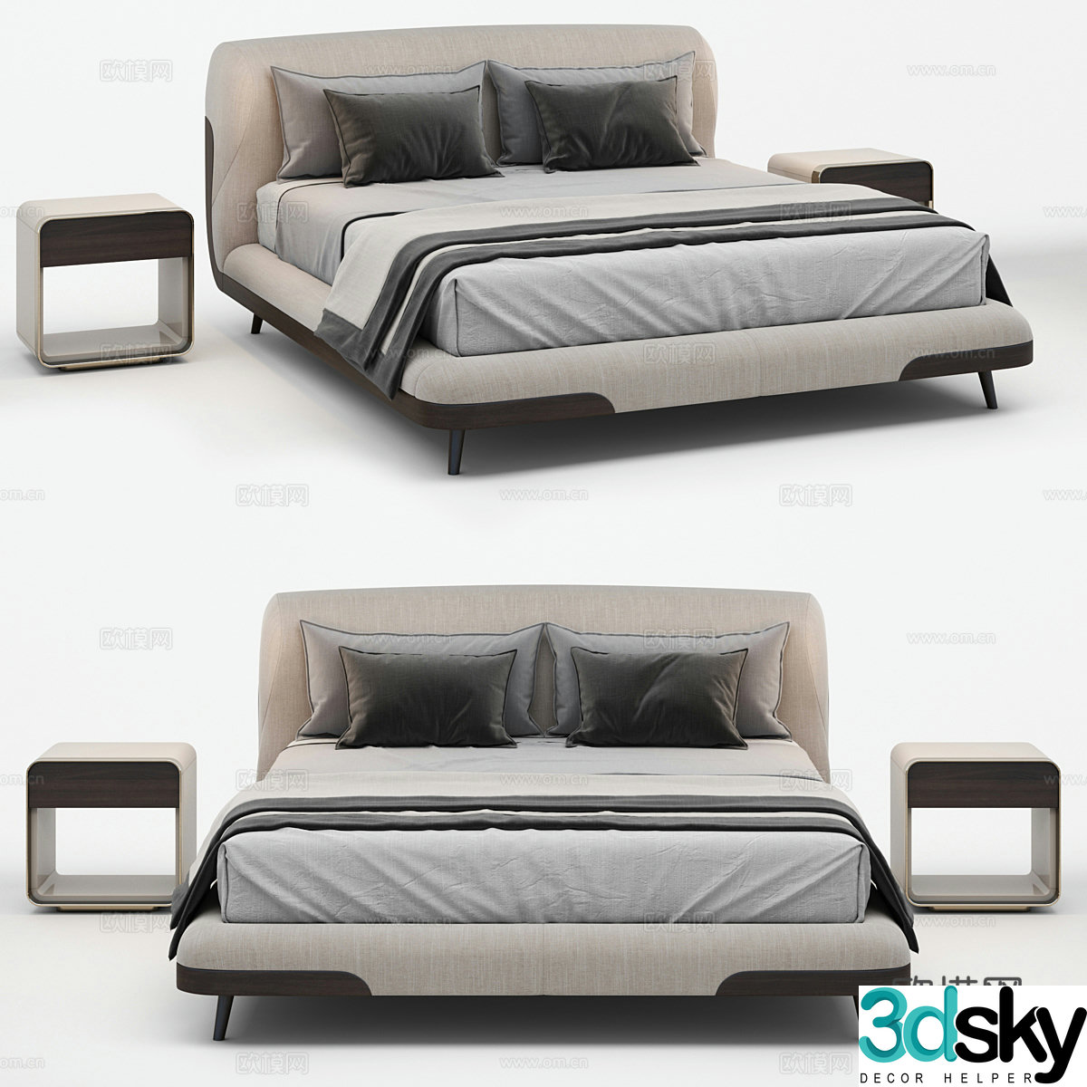 Background double bed 3d model