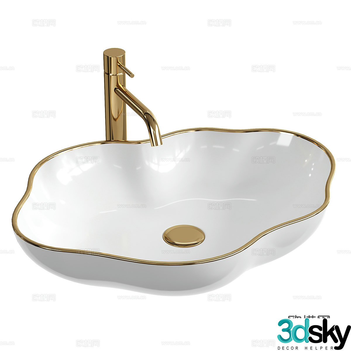 New Chinese light luxury ceramic washbasin 3D model