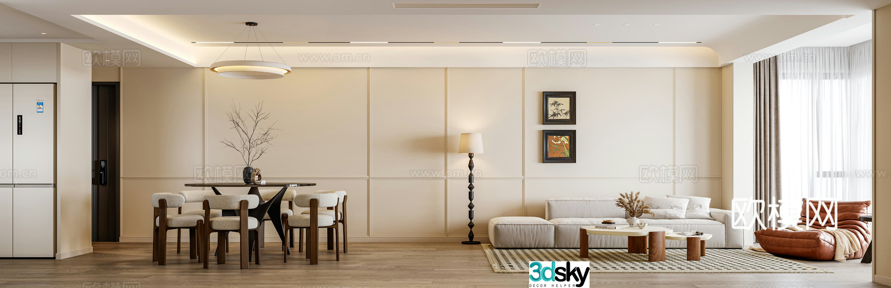 3D model of medieval style living room restaurant