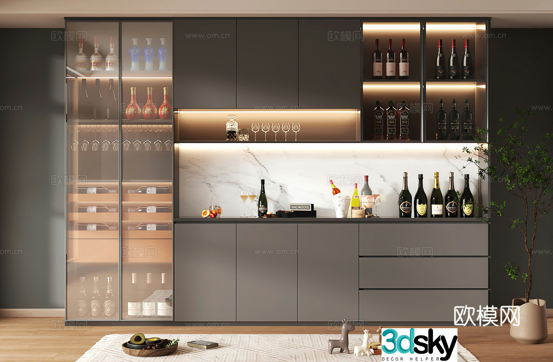 Wine cabinet design Wine cabinet red wine cabinet bar wine cabinet partition wine cabinet 3D model
