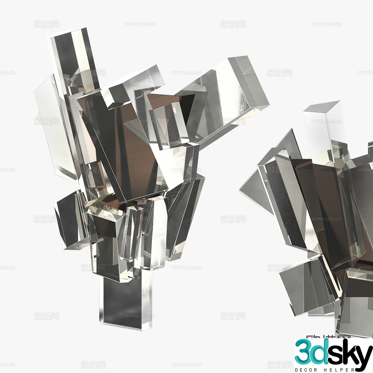 Modern minimalist ice cube wall lamp 3d model