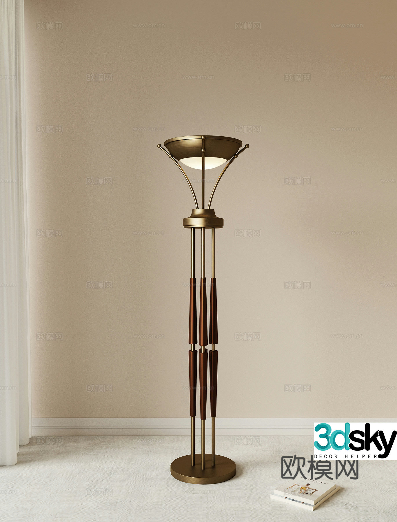 French retro floor lamp metal floor lamp light luxury floor lamp living room floor lamp 3d model