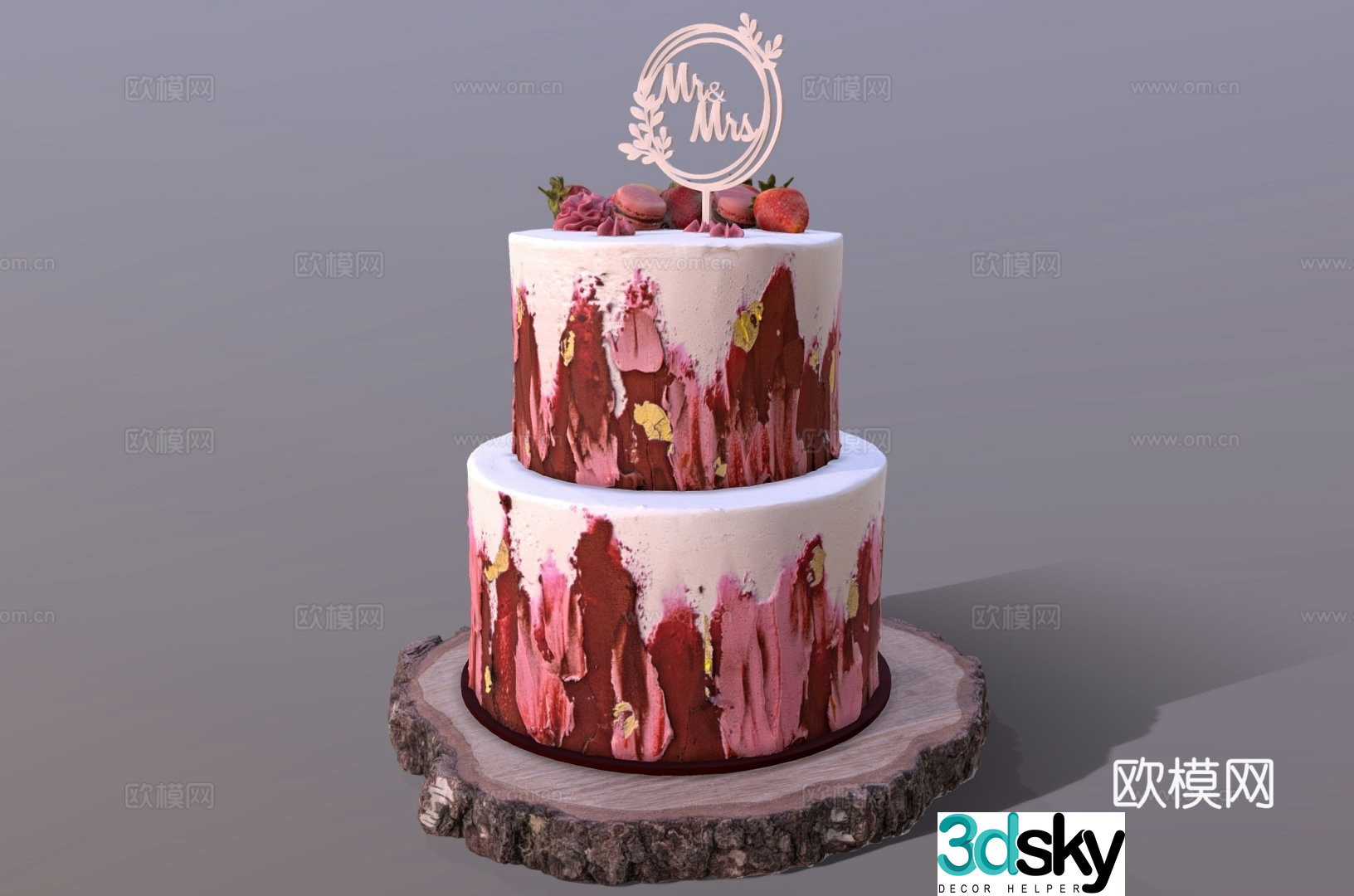 Food and drink Cream cake Chocolate cake Double layer cake Birthday cake 3d model